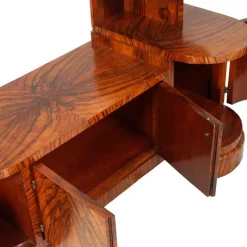 Pamono Art Deco Burl Walnut Sculptural Entry Cabinet by Osvaldo Borsani, 1930s