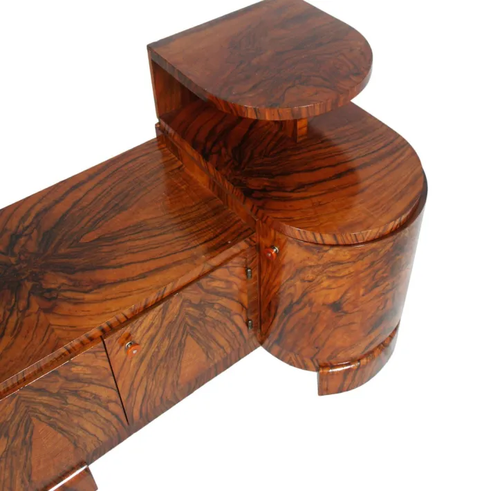 Pamono Art Deco Burl Walnut Sculptural Entry Cabinet by Osvaldo Borsani, 1930s