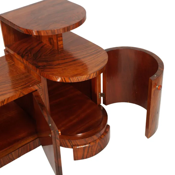 Pamono Art Deco Burl Walnut Sculptural Entry Cabinet by Osvaldo Borsani, 1930s