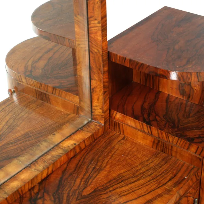 Pamono Art Deco Burl Walnut Sculptural Entry Cabinet by Osvaldo Borsani, 1930s