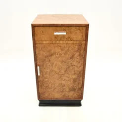 Pamono Art Deco Burr Elm and Walnut Bedside Cabinet, 1930s New