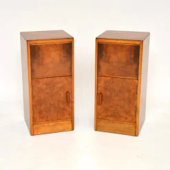 Pamono Art Deco Burr Walnut Bedside Cabinets, 1930s, Set of 2 Hot