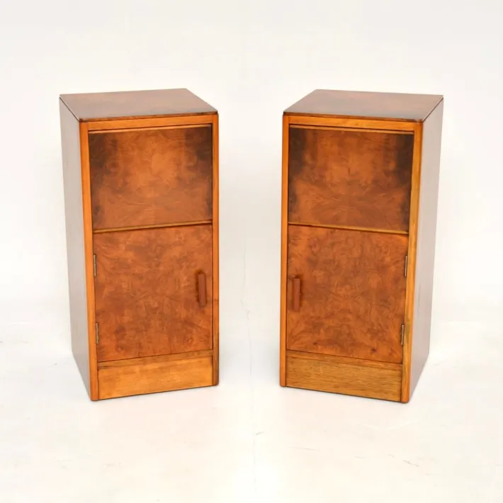 Pamono Art Deco Burr Walnut Bedside Cabinets, 1930s, Set of 2 Hot