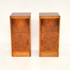 Pamono Art Deco Burr Walnut Bedside Cabinets, 1930s, Set of 2 Hot
