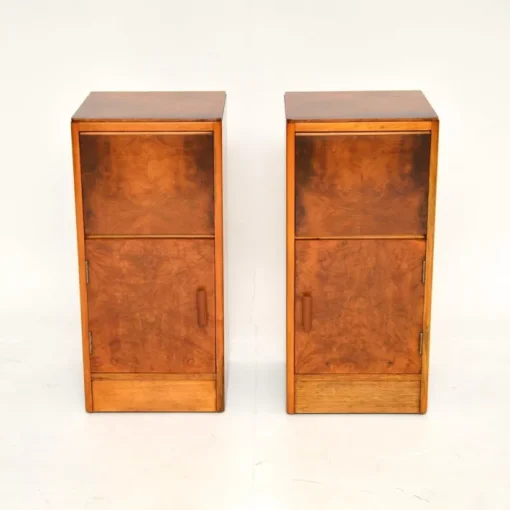 Pamono Art Deco Burr Walnut Bedside Cabinets, 1930s, Set of 2 Hot