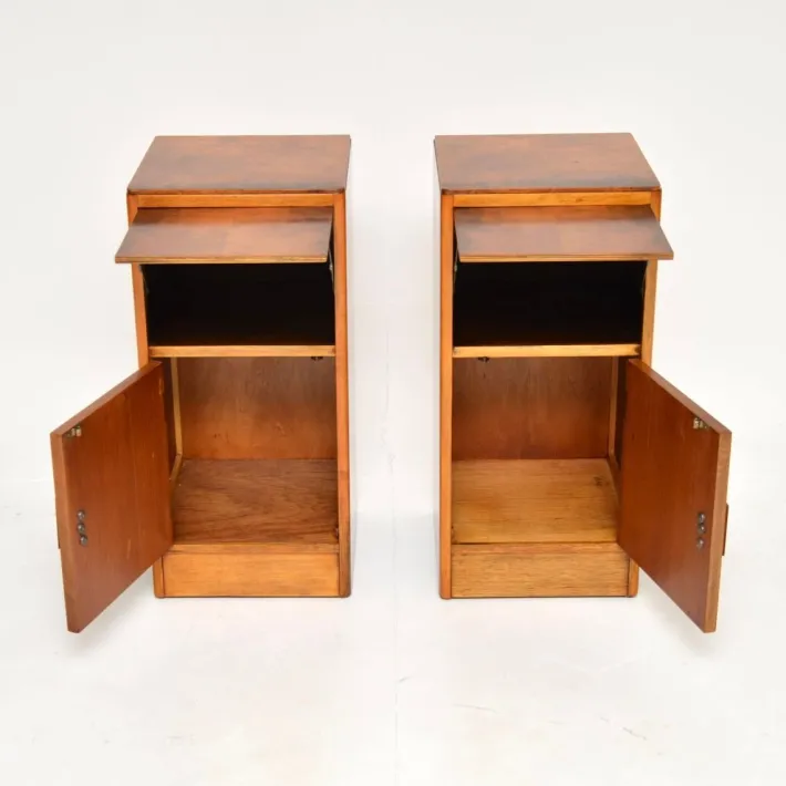 Pamono Art Deco Burr Walnut Bedside Cabinets, 1930s, Set of 2 Hot
