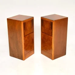 Pamono Art Deco Burr Walnut Bedside Cabinets, 1930s, Set of 2 Hot