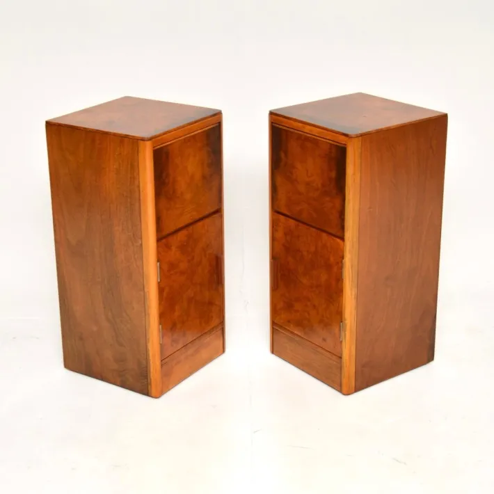 Pamono Art Deco Burr Walnut Bedside Cabinets, 1930s, Set of 2 Hot