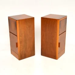 Pamono Art Deco Burr Walnut Bedside Cabinets, 1930s, Set of 2 Hot