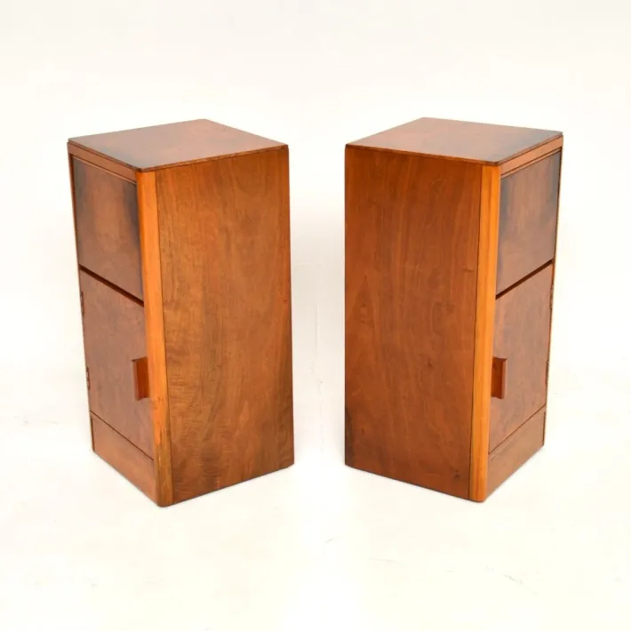 Pamono Art Deco Burr Walnut Bedside Cabinets, 1930s, Set of 2 Hot
