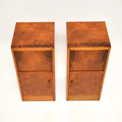 Pamono Art Deco Burr Walnut Bedside Cabinets, 1930s, Set of 2 Hot