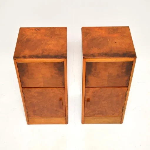 Pamono Art Deco Burr Walnut Bedside Cabinets, 1930s, Set of 2 Hot