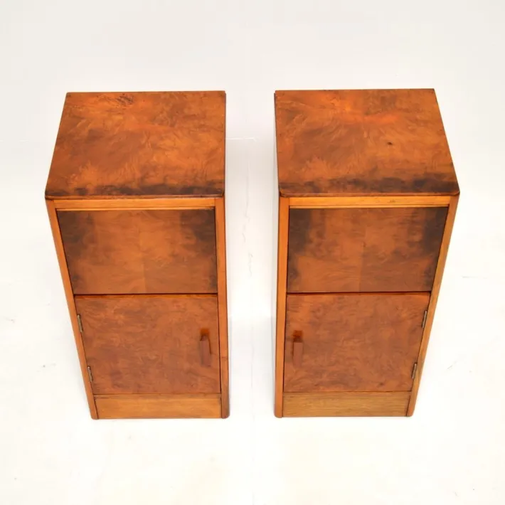 Pamono Art Deco Burr Walnut Bedside Cabinets, 1930s, Set of 2 Hot