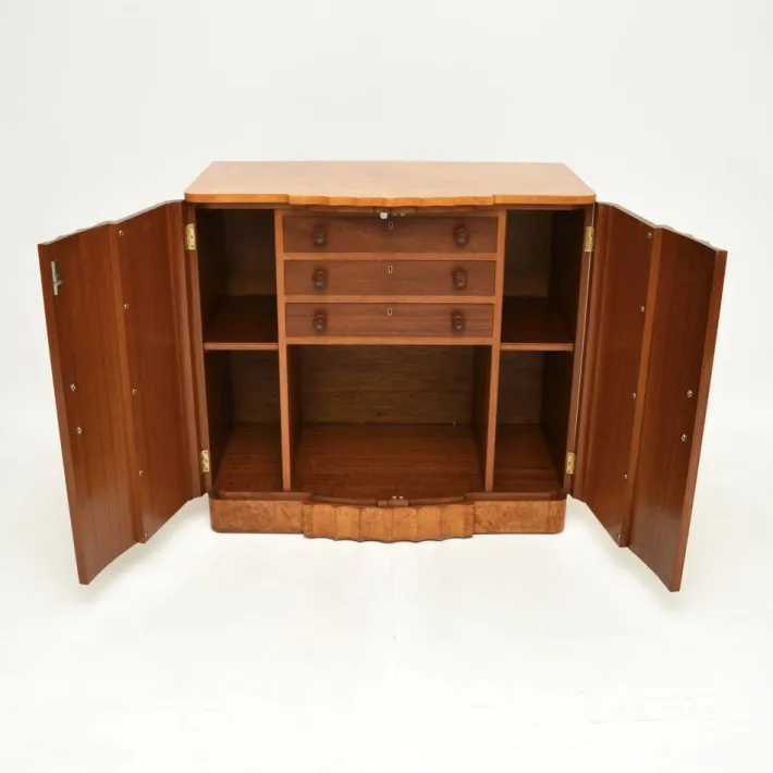 Pamono Art Deco Burr Walnut Cabinet from Harry and Lou Epstein, 1930s Clearance