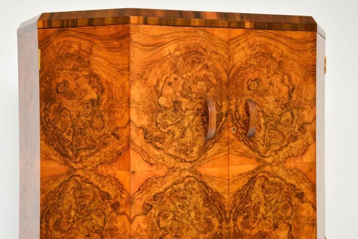 Pamono Art Deco Burr Walnut Cocktail Cabinet, 1930s Sale