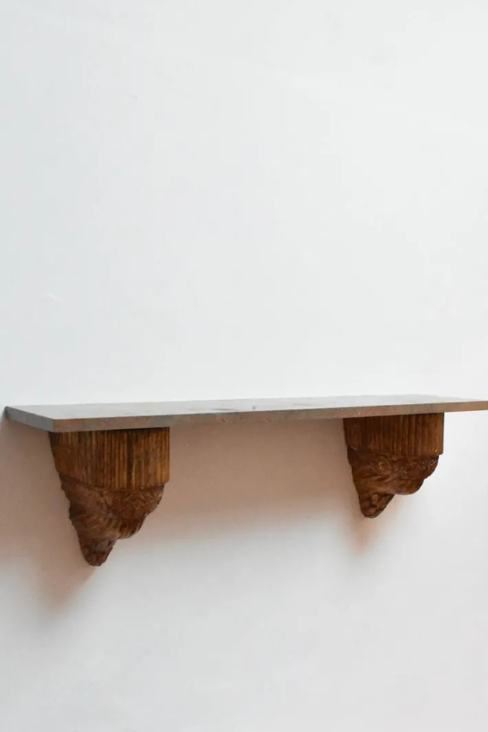 Pamono Art Deco Carved and Gilded Wooden Console, 1930s New