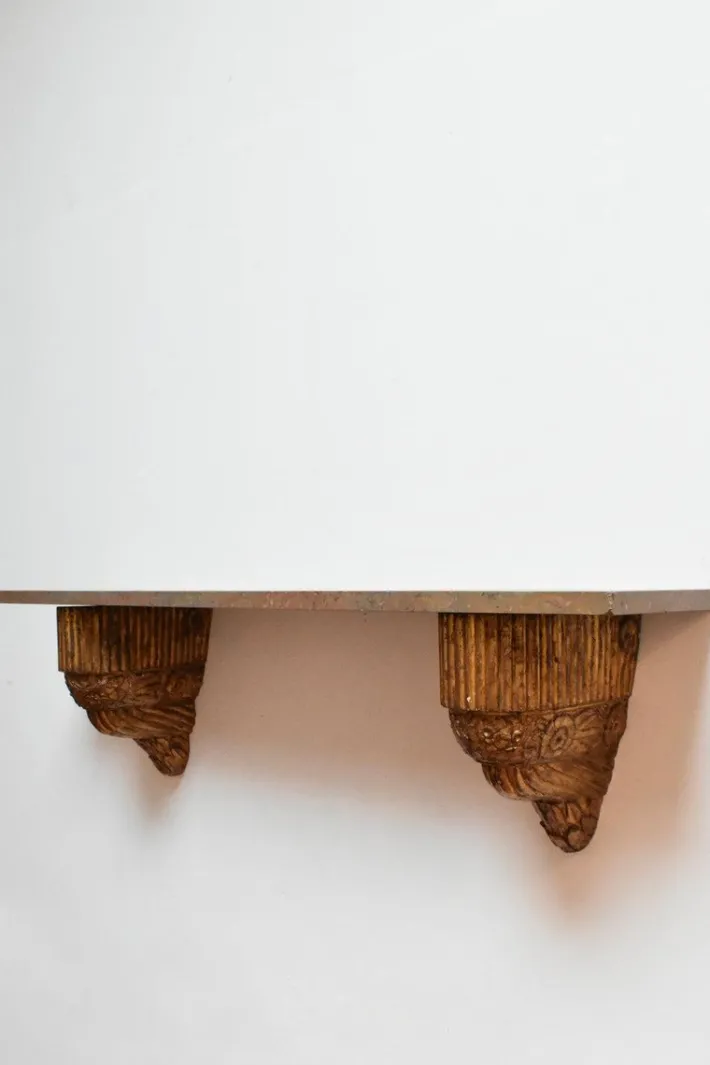 Pamono Art Deco Carved and Gilded Wooden Console, 1930s New