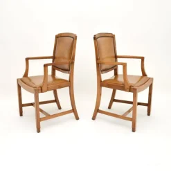 Pamono Art Deco Carver Armchairs in Walnut and Leather, 1930s, Set of 2 Best