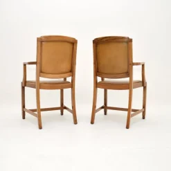 Pamono Art Deco Carver Armchairs in Walnut and Leather, 1930s, Set of 2 Best