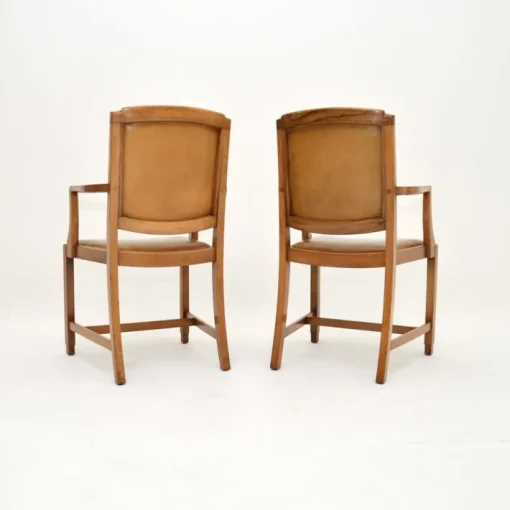 Pamono Art Deco Carver Armchairs in Walnut and Leather, 1930s, Set of 2 Best