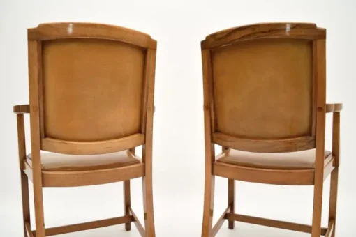 Pamono Art Deco Carver Armchairs in Walnut and Leather, 1930s, Set of 2 Best