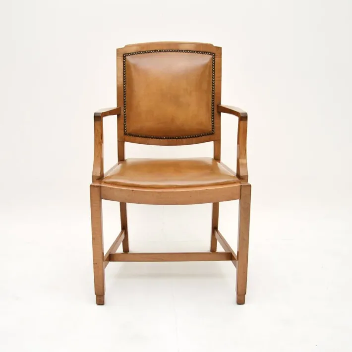 Pamono Art Deco Carver Armchairs in Walnut and Leather, 1930s, Set of 2 Best