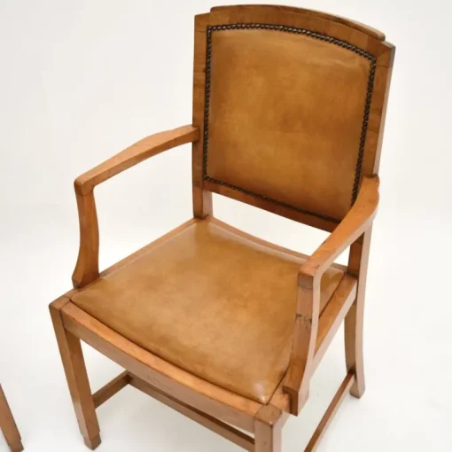 Pamono Art Deco Carver Armchairs in Walnut and Leather, 1930s, Set of 2 Best