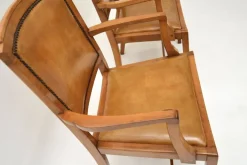 Pamono Art Deco Carver Armchairs in Walnut and Leather, 1930s, Set of 2 Best