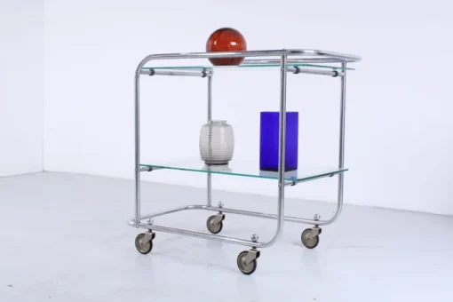 Pamono Art Deco Chrome and Glass Trolley Cart from Gispen, 1930s Outlet