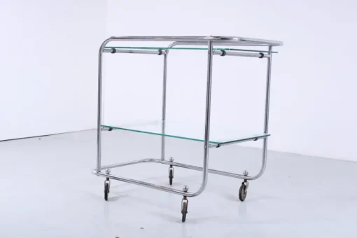 Pamono Art Deco Chrome and Glass Trolley Cart from Gispen, 1930s Outlet