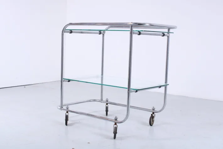 Pamono Art Deco Chrome and Glass Trolley Cart from Gispen, 1930s Outlet