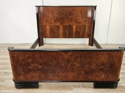 Pamono Art Deco Double Bed in Mahogany Burl with Ebonized Profiles, 1930s Hot
