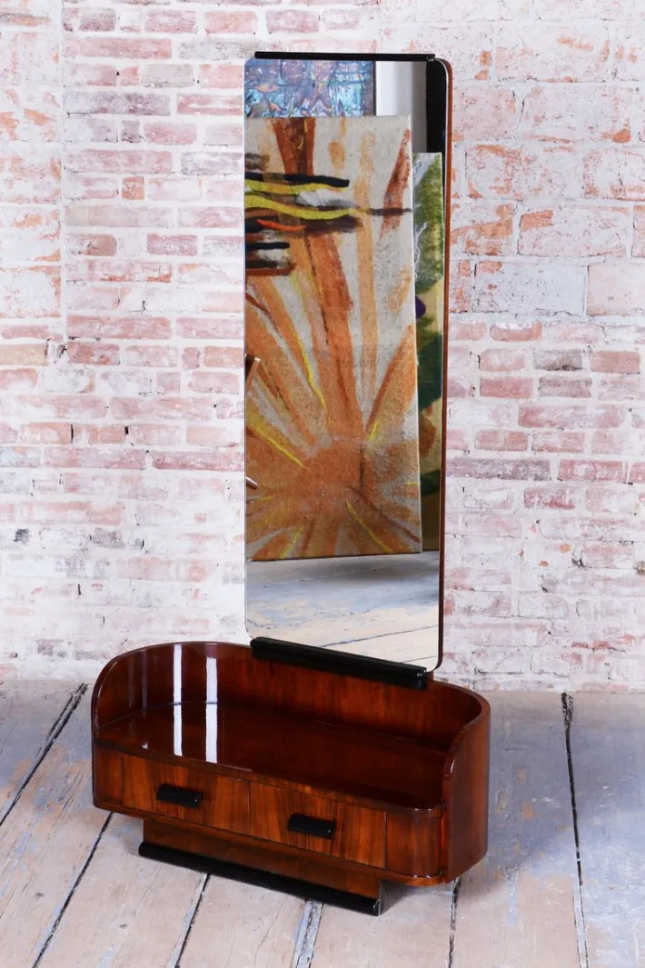 Pamono Art Deco Dressing Mirror in Walnut attributed to Halabala for Up Zavody, Czech, 1930s Hot