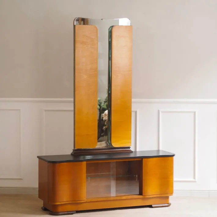 Pamono Art Deco Dressing Table with Mirror, 1940s