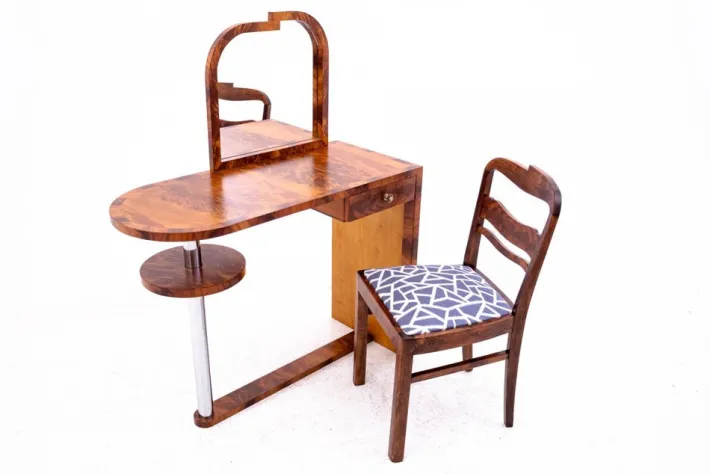 Pamono Art Deco Dressing Table with Chair, Poland, 1950s, Set of 2 Discount