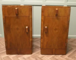 Pamono Art Deco Figured Walnut Bedside Cabinets, 1930s, Set of 2 Clearance