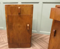 Pamono Art Deco Figured Walnut Bedside Cabinets, 1930s, Set of 2 Clearance