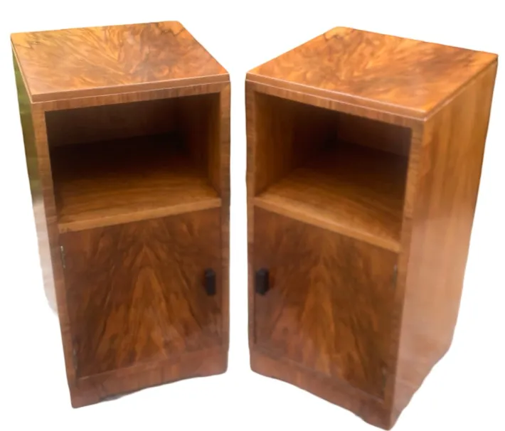 Pamono Art Deco Figured Walnut Nightstands, 1930s, Set of 2 Clearance