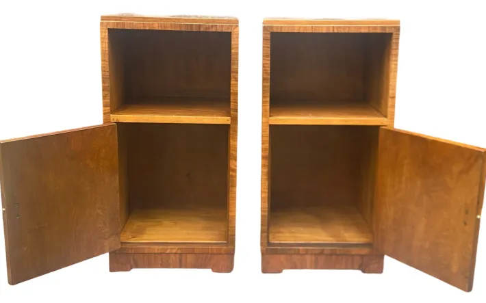 Pamono Art Deco Figured Walnut Nightstands, 1930s, Set of 2 Clearance