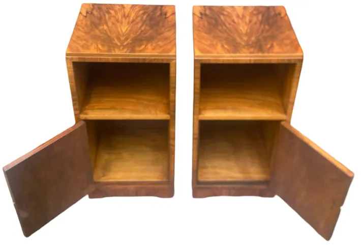 Pamono Art Deco Figured Walnut Nightstands, 1930s, Set of 2 Clearance