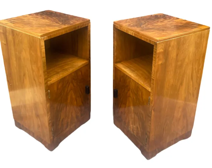 Pamono Art Deco Figured Walnut Nightstands, 1930s, Set of 2 Clearance