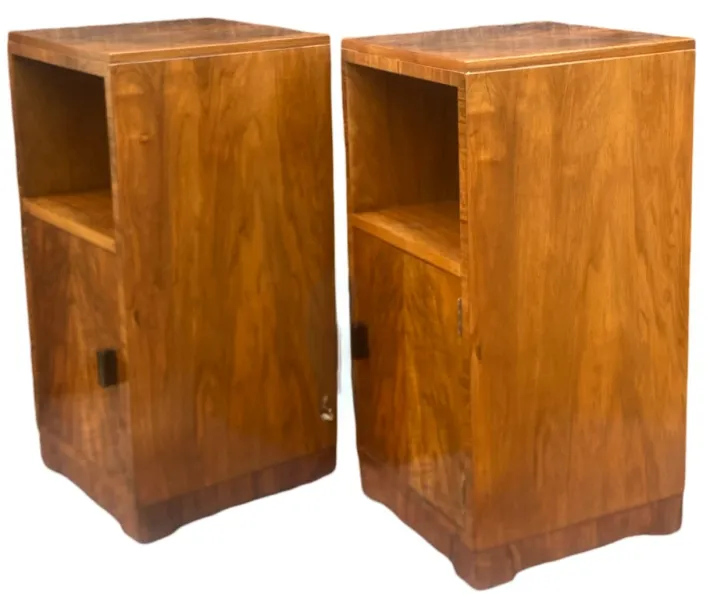 Pamono Art Deco Figured Walnut Nightstands, 1930s, Set of 2 Clearance