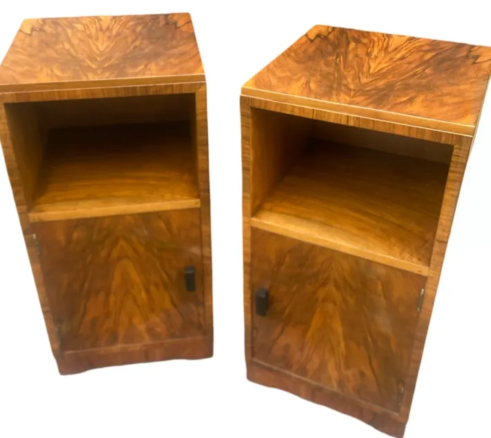 Pamono Art Deco Figured Walnut Nightstands, 1930s, Set of 2 Clearance