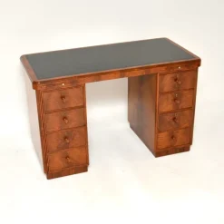 Pamono Art Deco Figured Walnut Pedestal Desk, 1930s Sale