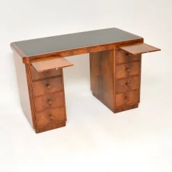 Pamono Art Deco Figured Walnut Pedestal Desk, 1930s Sale