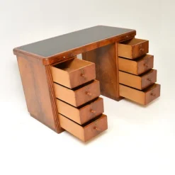 Pamono Art Deco Figured Walnut Pedestal Desk, 1930s Sale