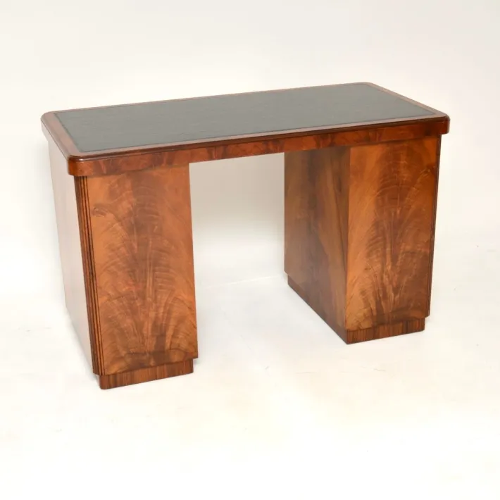 Pamono Art Deco Figured Walnut Pedestal Desk, 1930s Sale