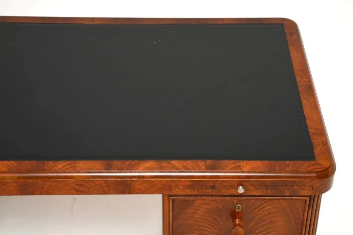 Pamono Art Deco Figured Walnut Pedestal Desk, 1930s Sale