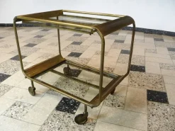 Pamono Art Deco French Brass and Glass Bar Cart Best