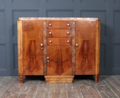 Pamono Art Deco French Walnut Sideboard with Marble Top, 1930s Best